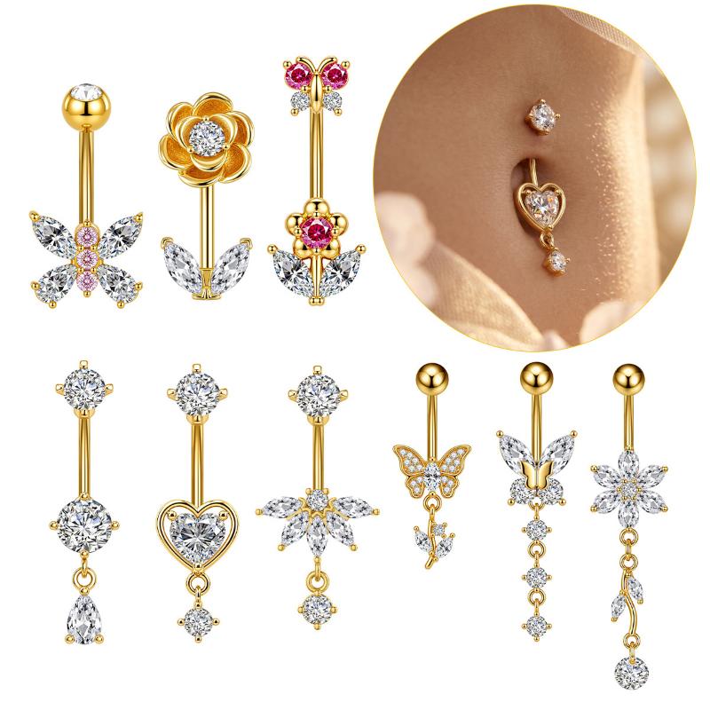 Body Jewelry Tunnels - قطعة واحدة من خاتم سرة مزخرف