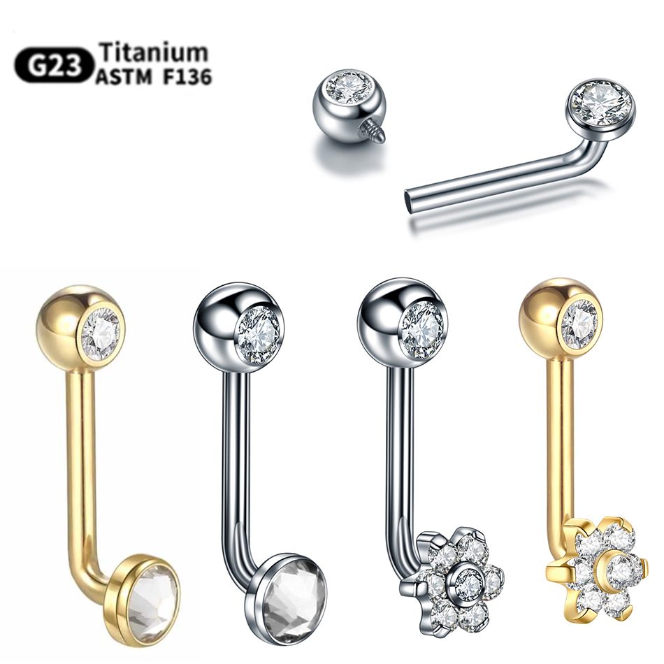 Body Jewelry Vch - ثقب التيتانيوم بتصميم زهرة ، حلقات