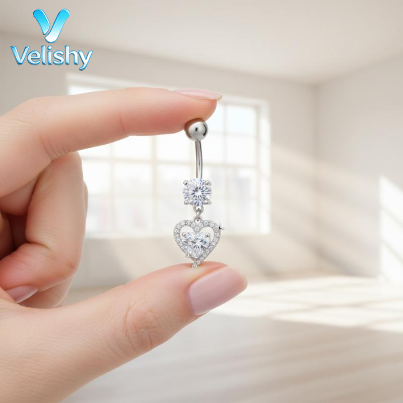 Body Jewelry Belly Button Rings - حلقة سرة البطن المتدلية من الفولاذ