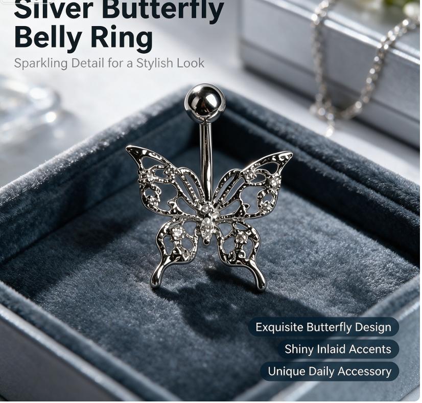 Body Jewelry Tunnels - حلقة سرة مجوفة على شكل فراشة
