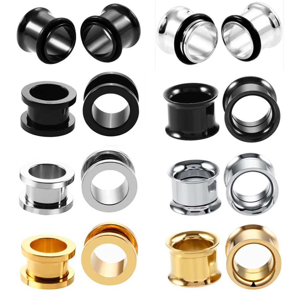 Body Jewelry Tunnels - 1 زوج الفولاذ المقاوم للصدأ الأذن