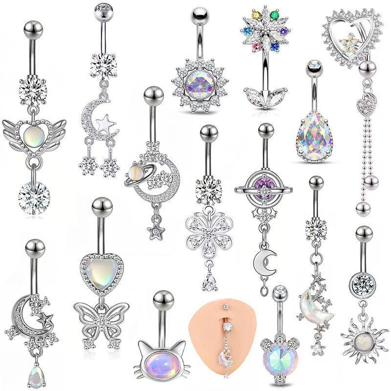Body Jewelry Belly Button Rings - حلقات بطن ملونة بتصميم Y2K من
