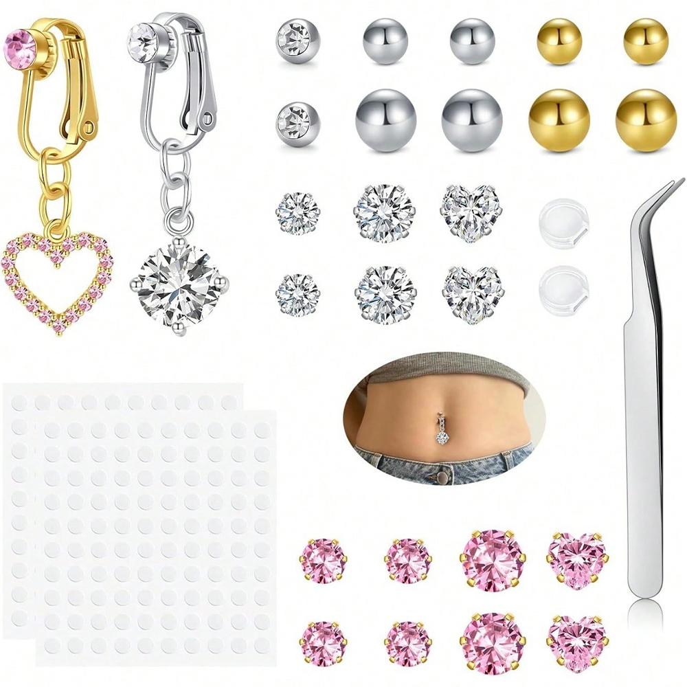 Body Jewelry Belly Button Rings - حلقات سرة البطن الذهبية المزيفة بتصميم