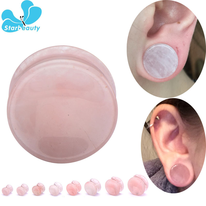 Body Jewelry Plus - 2 قطعة الوردي الكوارتز العضوية الحجر