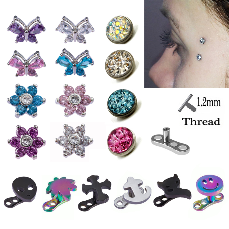 Body Jewelry Dermal - 1 قطعة مرساة الجلد العلوي ثقب