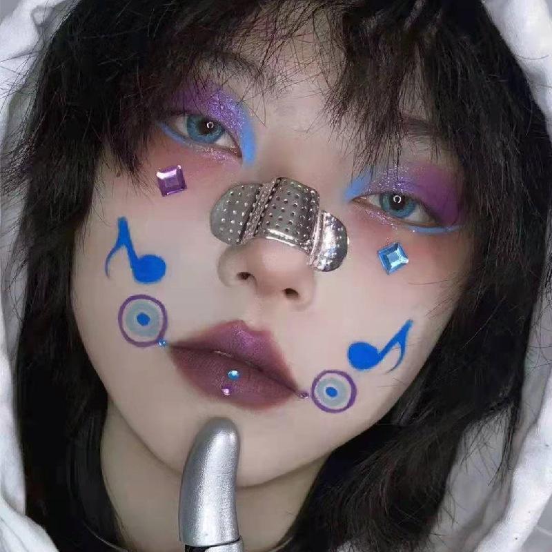 Body Jewelry Tunnels - حلقات أنف معدنية على شكل لاصق،