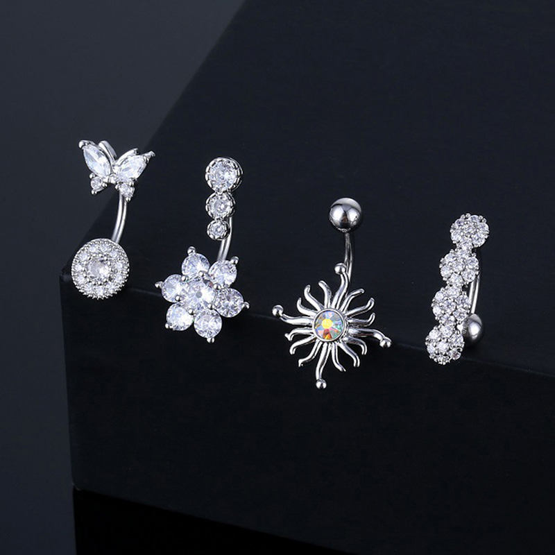 كريستال البطن خاتم على شكل زر  - مراجعة Body Jewelry Belly Button Rings وسعره