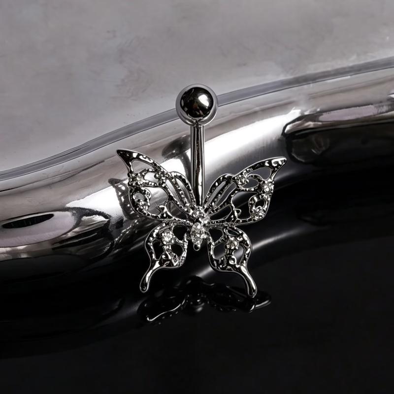 حلقة سرة مجوفة على شكل فراشة م - مراجعة Body Jewelry Tunnels وسعره