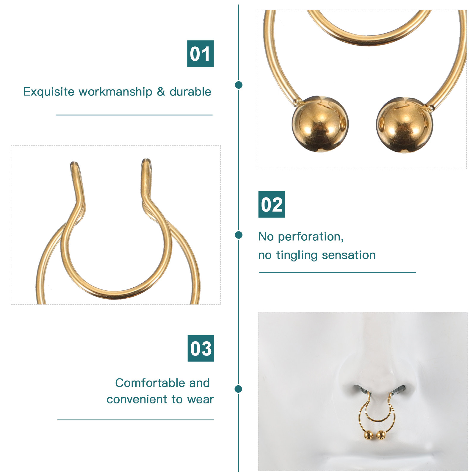 6 قطع من حلقات الأنف المزيفة ب - مراجعة Body Jewelry Ideas وسعره