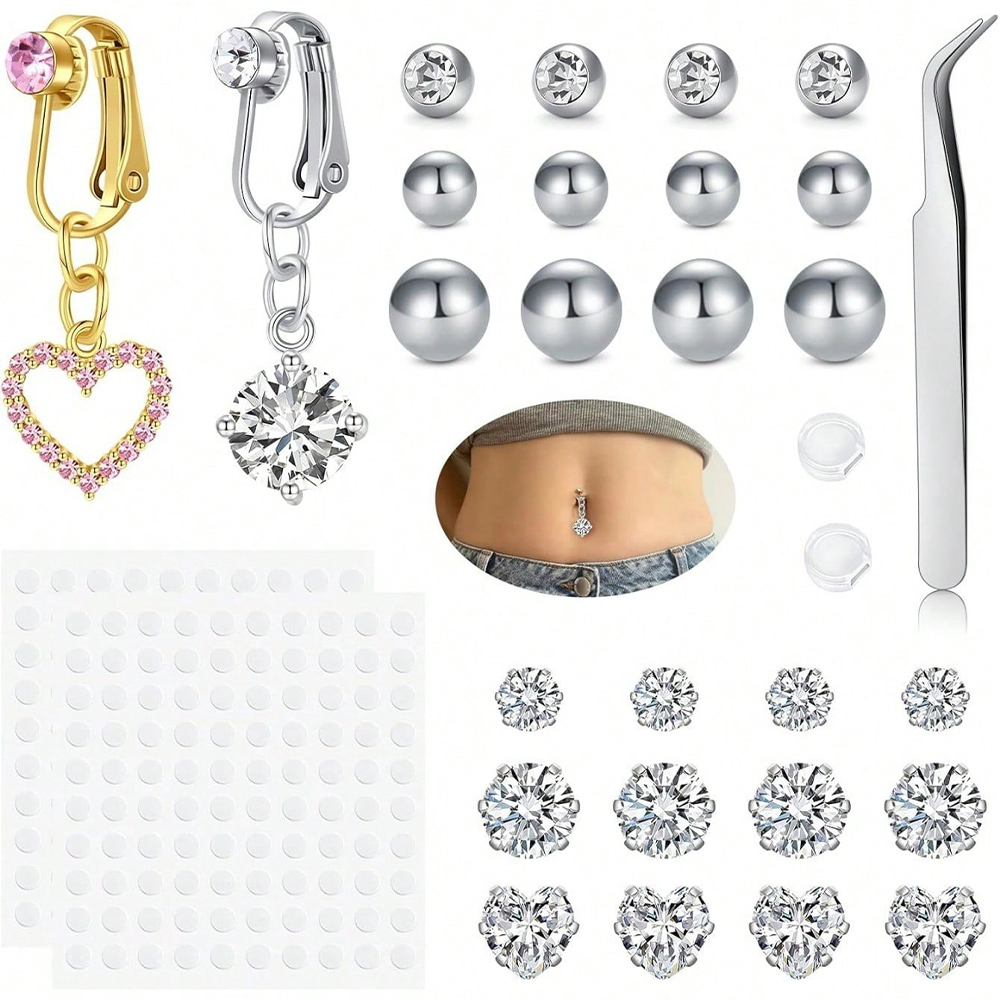 حلقات سرة البطن الذهبية المزيف - مراجعة Body Jewelry Belly Button Rings وسعره