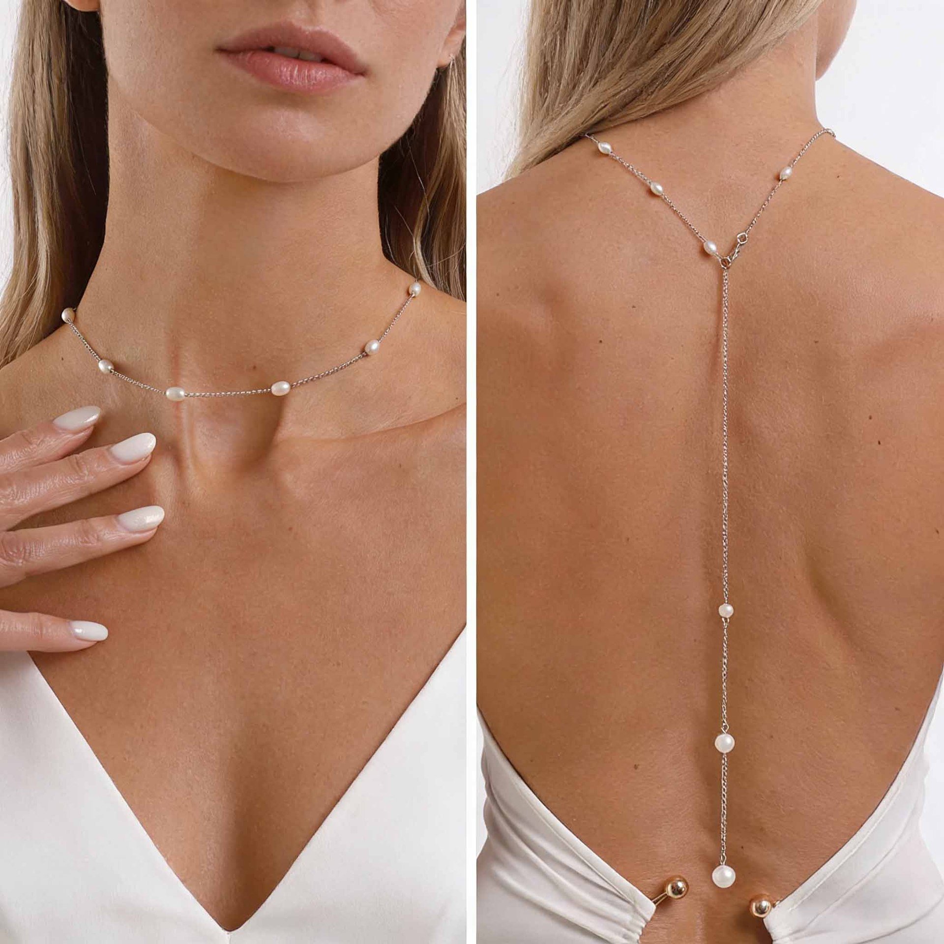 قلادة أنيقة للظهر مع لآلئ صناع - مراجعة Body Jewelry For Backless Dress وسعره