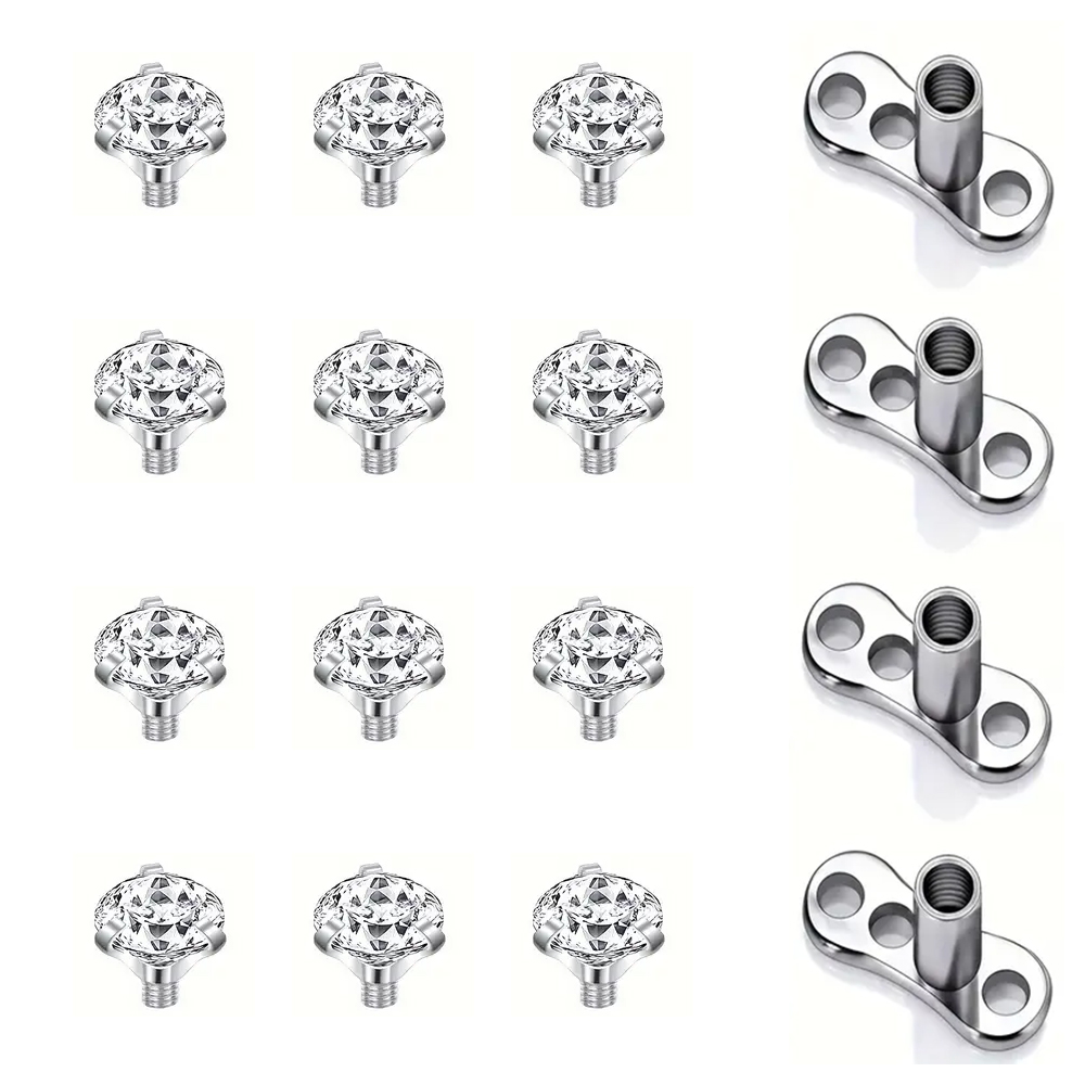 16 قطعة كريستال الزركون مرساة  - مراجعة Body Jewelry Dermal وسعره