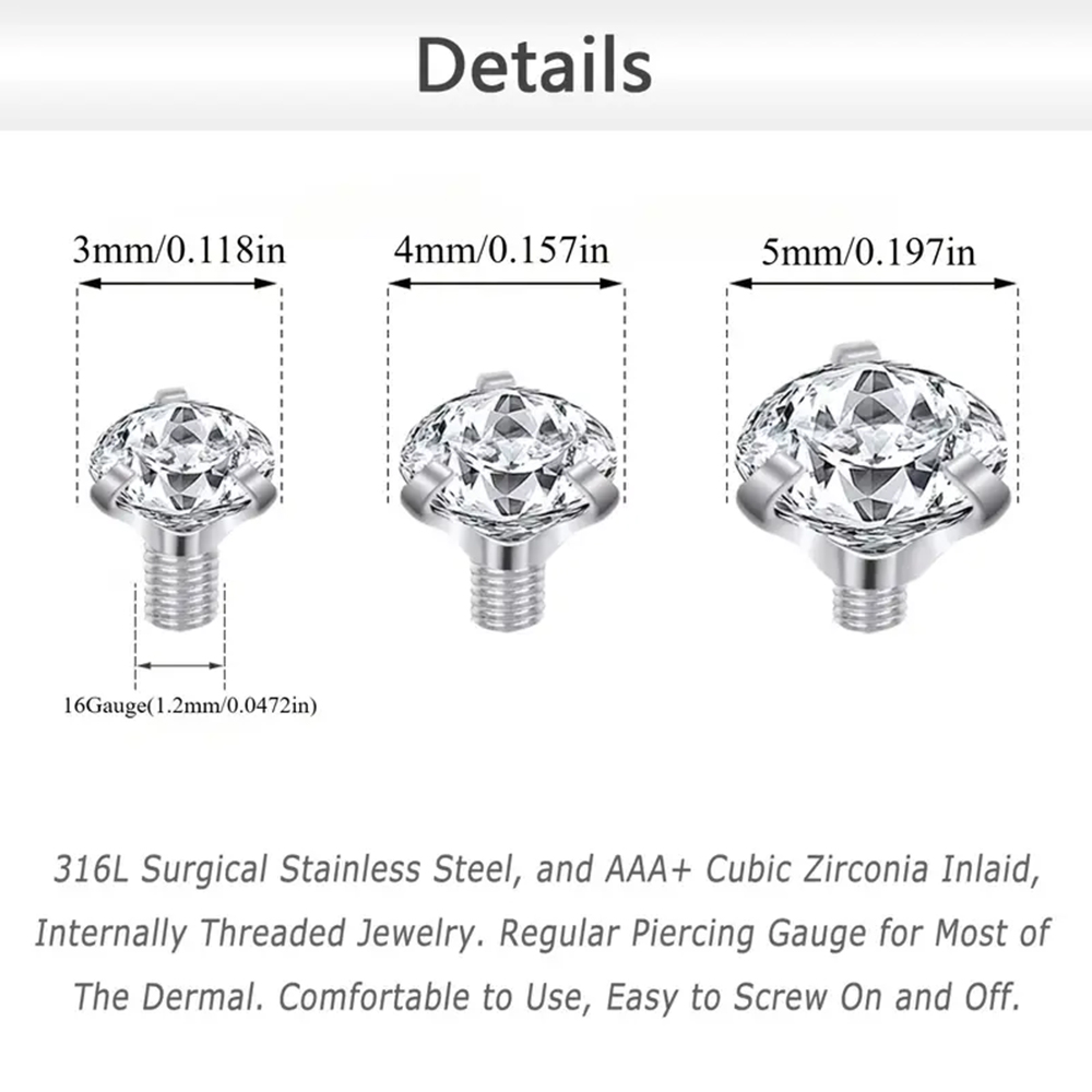 16 قطعة كريستال الزركون مرساة  - مراجعة Body Jewelry Dermal وسعره